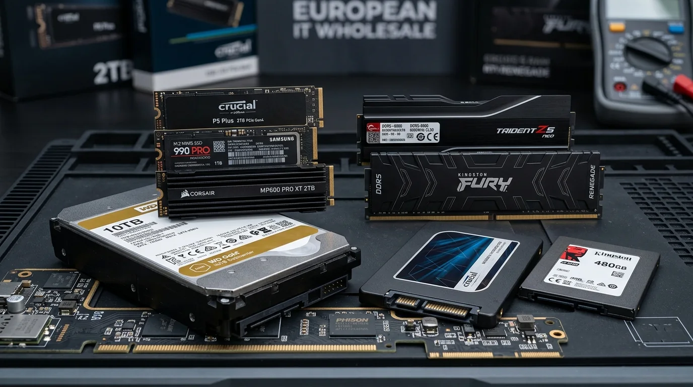 NVMe SSDs, SATA Speicher, Enterprise Festplatten und DDR5 Arbeitsspeicher für Systemhäuser und Händler
