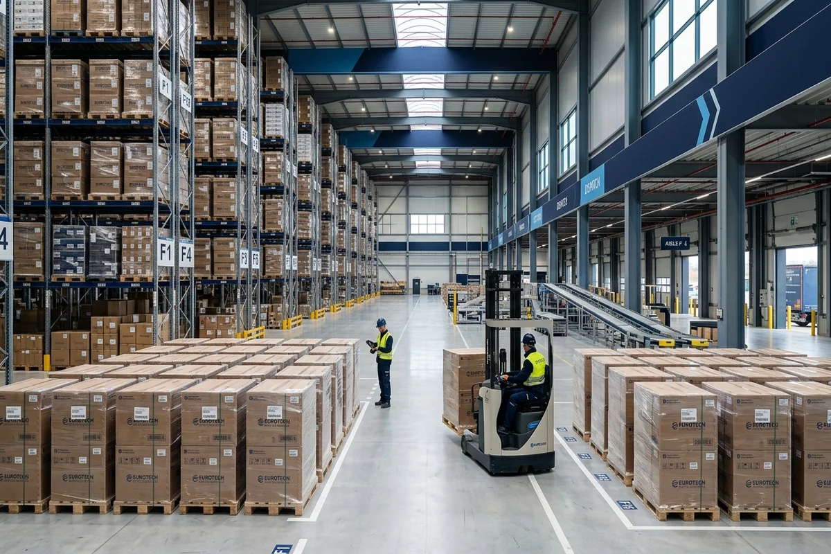 Warenkontrolle und Palettenlogistik im Lager der Medlife GmbH in Dreieich